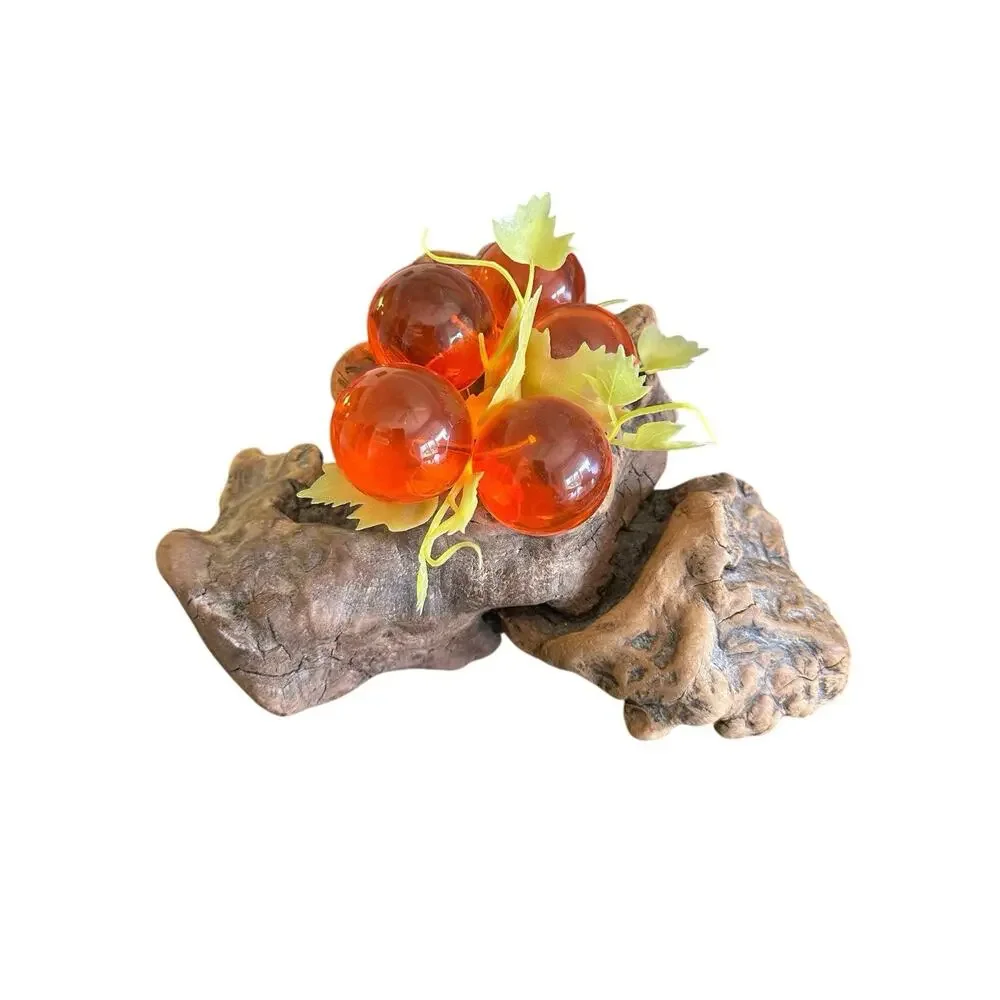 VTG 1960’s MCM Lucite Orange Grape Cluster On Driftwood Base 12x10x5 in